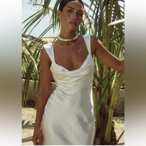White satin maxi dress NWT